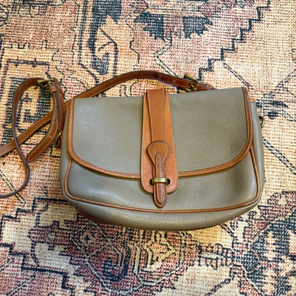 Vintage Dooney and Burke Elegant Tan and Brown Leather Shoulder Bag